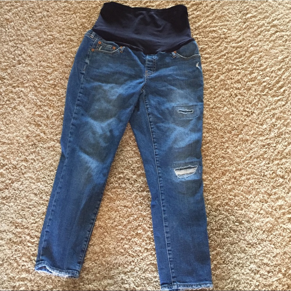 GAP- girlfriend distressed maternity jeans, ankle